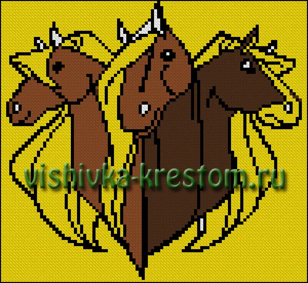 Вышивка крестом 3 коня