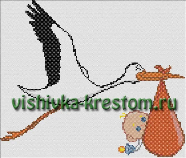 Вышивка крестом Аист принес...
