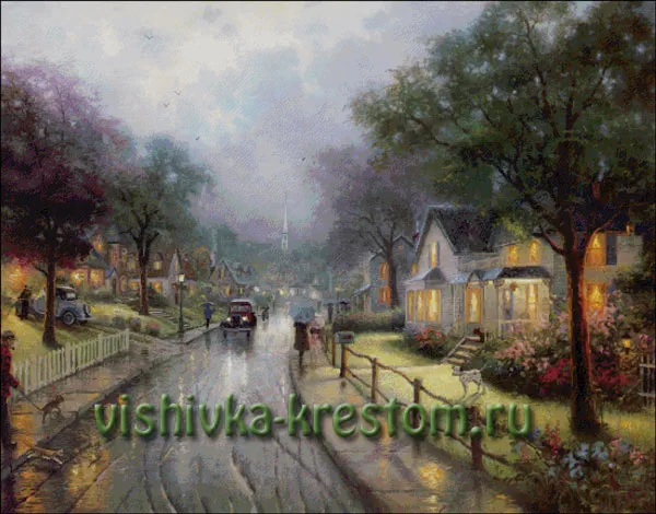 Вышивка крестом Дождь Кинкейда