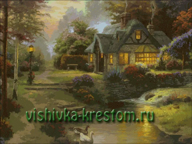 Вышивка крестом Домик у воды