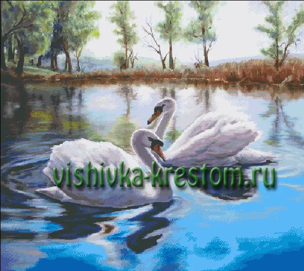 Вышивка крестом Лебединая пара