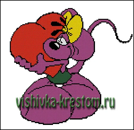 Вышивка крестом Лиловая мышка