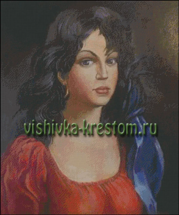 Вышивка крестом Цыганка, приносящая счастье