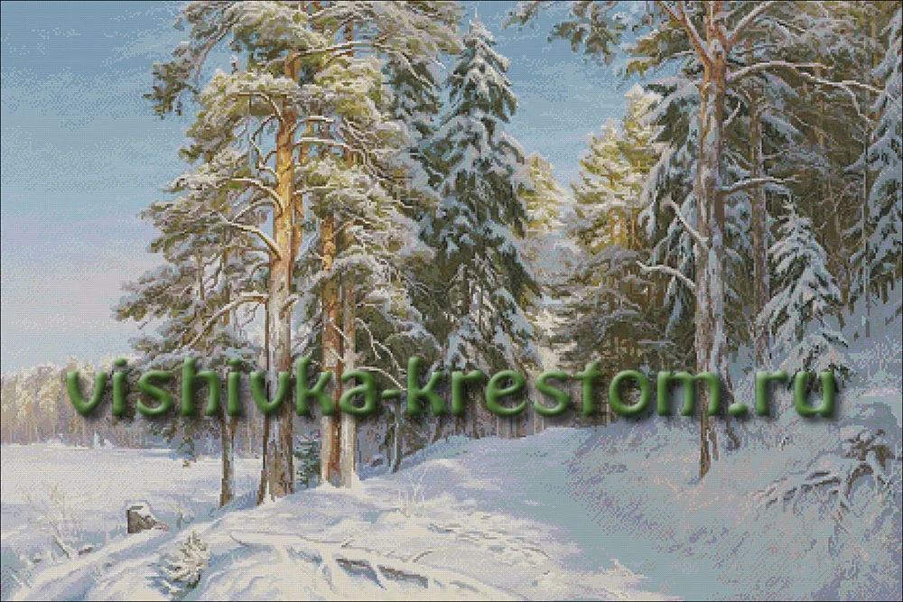 Вышивка крестом Зимний лес